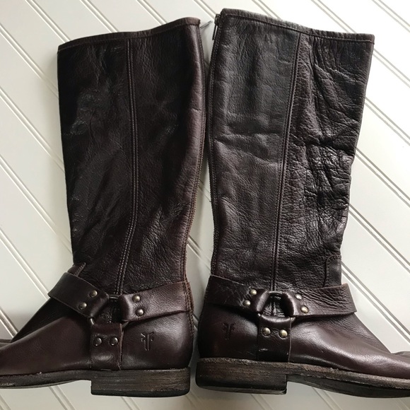 ❌SOLD❌Frye Phillip Harness Tall •Wide Calf brown 7 - Picture 4 of 7